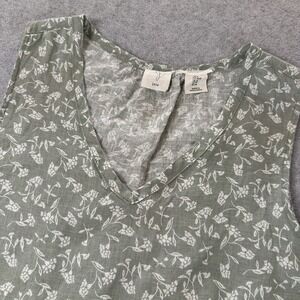 Joie 100% Linen Dress Women's Medium Sage Green Floral Tiered Boho Cottagecore